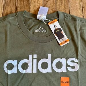 adidas Men's Essentials Single Jersey Linear Front Logo Tee Army Olive Green 2XL